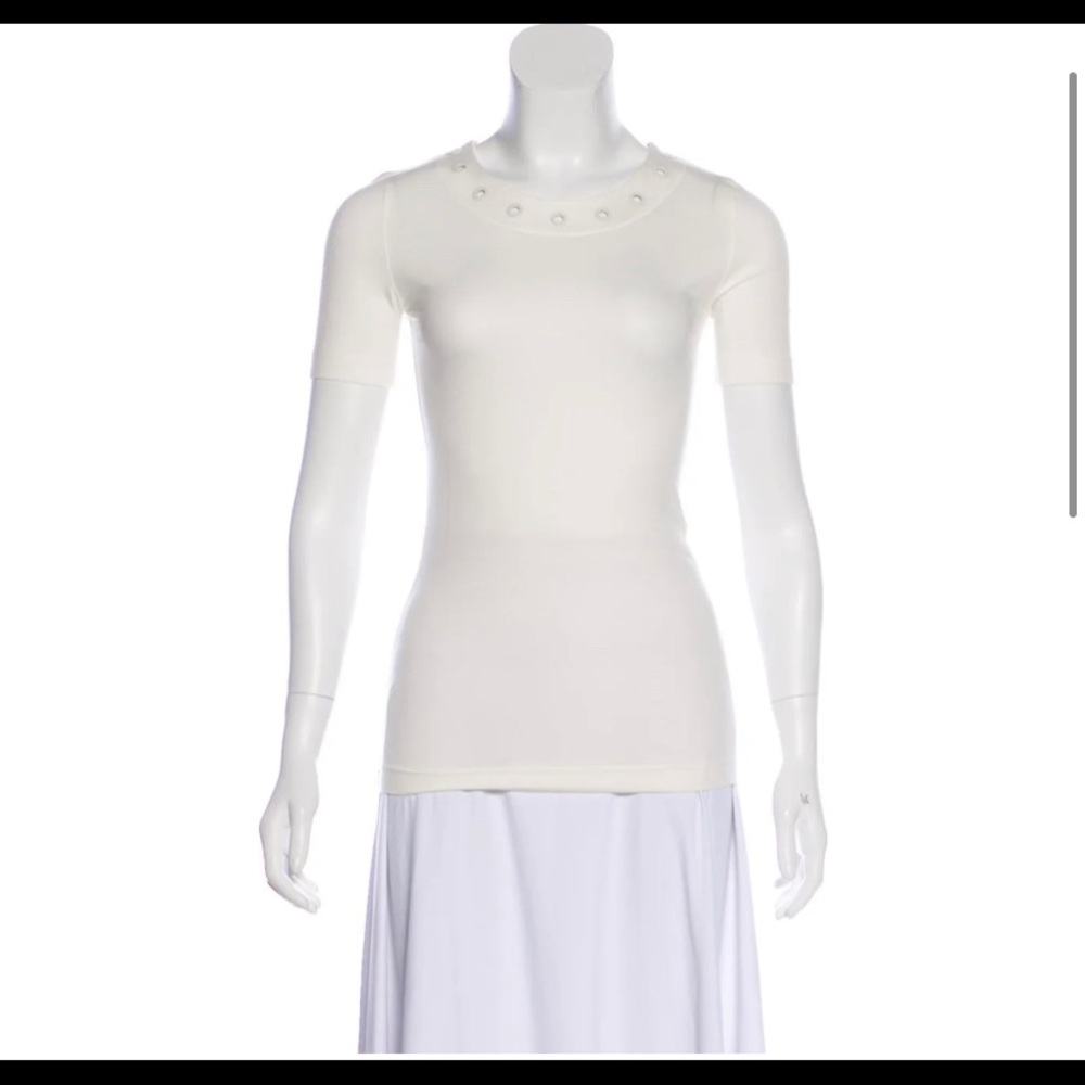 AKRIS PUNTO
Crew Neck Short sleeve cream Top